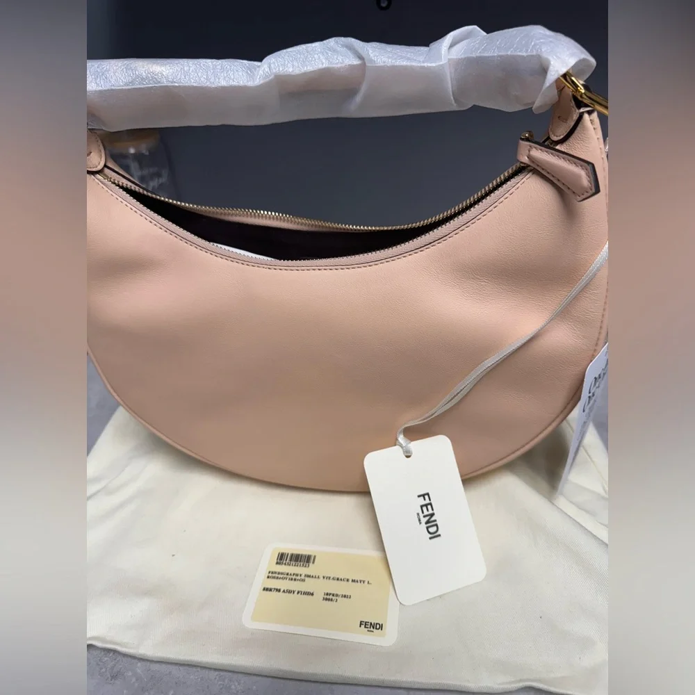 NWT- Fendi Pale Pink Leather Fendigraphy small hobo bag